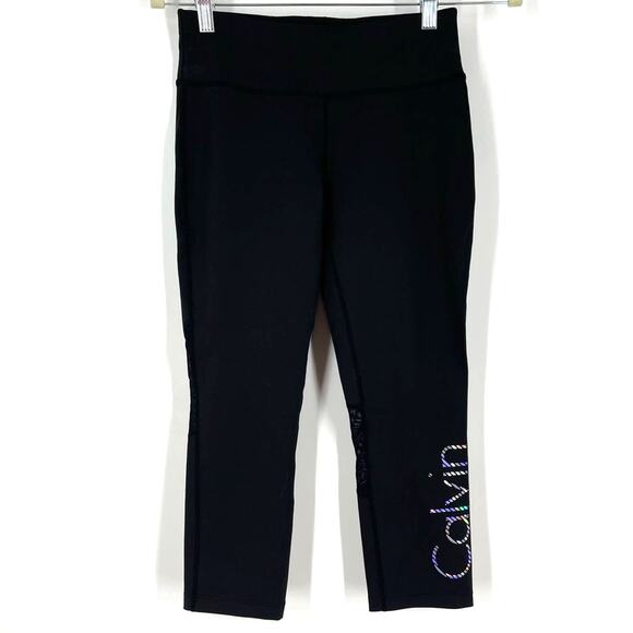 Calvin Klein Performance Black Crop Leggings Moisture Wicking Size Small - Picture 1 of 8